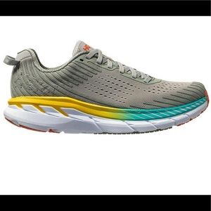Hoka One One Gray with Yellow and Teal Accents Athletic Shoes